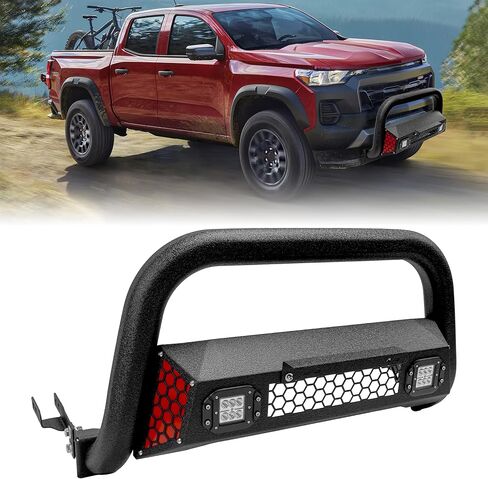 Bull Bar Fit for Ford F150 2004-2025 with LED Light & w/License Plate Bracket DIY Paintable Truck Front Bumper Brush Push Bar Front Grille Guard Protector in Kuwait