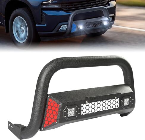 Bull Bar Fit for Ford F150 2004-2025 مع LED Light & W/رخصة لوحة رخصة قابلة للطلاء DIY الشاحنة الأمامية الوفير واقي الشبكة الأمامية الشبكة الأمامية in Kuwait