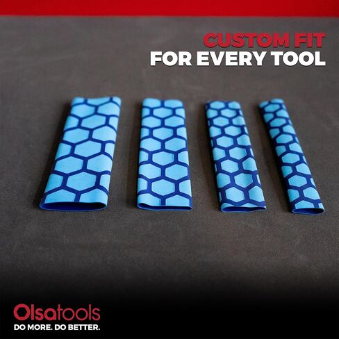 مقابض تقليص الحرارة من Olsa Tools باللون الأزرق - 4 عبوات من أكمام مقبض الأداة - أغطية سداسية مقاومة للانزلاق - مقابض أدوات مخصصة متينة - درجة احترافية - الجزء: 1880 in Kuwait