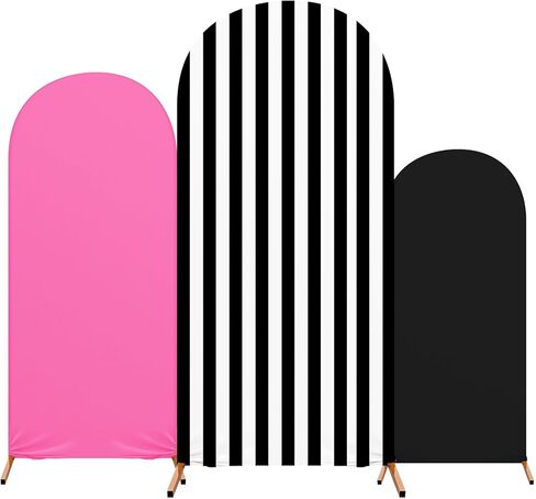 Arch Backdrop Cover Set of 3 Wedding Arch Covers Spandex Backdrop Stand 4ft, 5ft, 6ft for Wedding Birthday Banquet Ceremony Decoration(Black) in Saudi Arabia