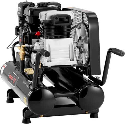 VEVOR 9 Gallon Twin-Tank Gas Powered Air Compressor, 6.5HP 9CFM Gas Driven Air Compressor Tank on Wheels, Max 115PSI Piston Pump Air-Compressed System for Tire Inflation, Auto Repairs, Spray Painting in Saudi Arabia