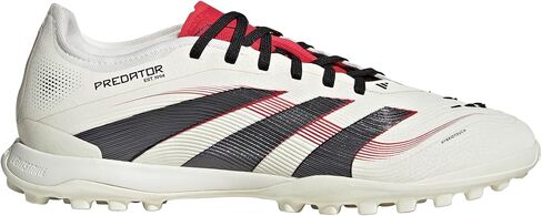 حذاء adidas Predator Pro Turf لكرة القدم - زعانف مطاطية، جزء علوي HybridTouch، نعل خارجي مطاطي، مواد مستدامة (أبيض فاتح/أسود أساسي/ياقوتي نقي، نظام مقاسات الأحذية الأمريكية، للكبار، للرجال، رقمي، متوسط، 6.5) in Kuwait