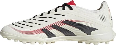 حذاء adidas Predator Pro Turf لكرة القدم - زعانف مطاطية، جزء علوي HybridTouch، نعل خارجي مطاطي، مواد مستدامة (أبيض فاتح/أسود أساسي/ياقوتي نقي، نظام مقاسات الأحذية الأمريكية، للكبار، للرجال، رقمي، متوسط، 6.5) in Kuwait