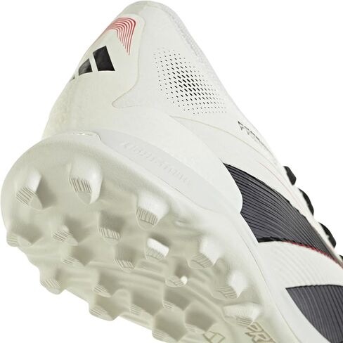 حذاء adidas Predator Pro Turf لكرة القدم - زعانف مطاطية، جزء علوي HybridTouch، نعل خارجي مطاطي، مواد مستدامة (أبيض فاتح/أسود أساسي/ياقوتي نقي، نظام مقاسات الأحذية الأمريكية، للكبار، للرجال، رقمي، متوسط، 6.5) in Kuwait