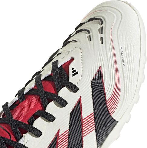 حذاء adidas Predator Pro Turf لكرة القدم - زعانف مطاطية، جزء علوي HybridTouch، نعل خارجي مطاطي، مواد مستدامة (أبيض فاتح/أسود أساسي/ياقوتي نقي، نظام مقاسات الأحذية الأمريكية، للكبار، للرجال، رقمي، متوسط، 6.5) in Kuwait
