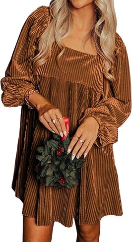 Chvity Women Long Sleeve Backless Velvet Mini Dress Fashion Elegant Square Neck Tied Dresses Party Cocktail Dresses in Saudi Arabia