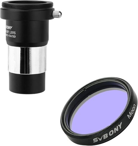 SVBONY Moon Filter, 1.25" Telescope Filter, Optical Glass, Aluminum Housing with Barlow Lens 2X, 1.25 inch Barlow Lens with Multi Coated Broadband Green Film in Saudi Arabia