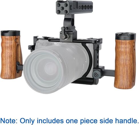NICEYRIG A6400 A6500 A6100 Camera Cage Kit for Sony Alpha A6400 A6500 A6100, with NATO Top Handle, Wooden Side Handle DSLR Video Rig Stabilizer in Saudi Arabia