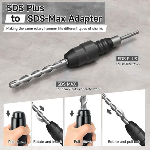 SDS-Plus to SDS-Max Adapter,8-1/4 Inches Long Alloy Steel Adapter for Rotary Hammer Drills,for Concrete and Demolition Work in Saudi Arabia