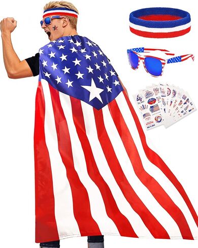 Cape American Flag Case ، ونظارات شمسية ، و Bandana وملصقات الوشم الوطنية المقدمة في الرابع من يوليو والأحداث الوطنية in Kuwait