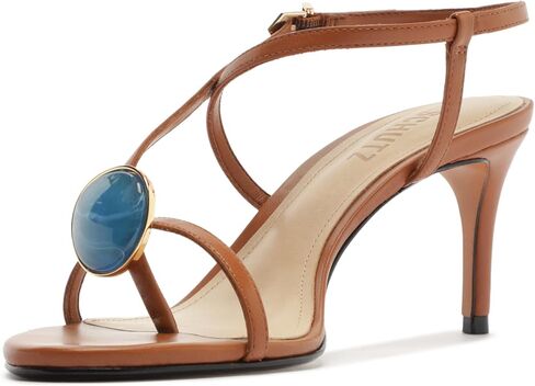 SCHUTZ Azure Mid Embellished Heeled Sandal, Miele in Saudi Arabia