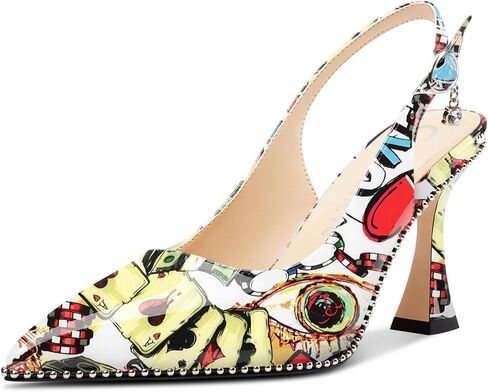 Castamere Womens Slingback Kitten Heels Close Pointed Toe Beaded Dressy Pumps Chunky High Heels Wedding Party Prom Shoes 3.5 Inches in Saudi Arabia