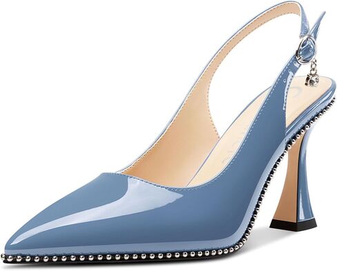 Castamere Womens Slingback Kitten Heels Close Pointed Toe Beaded Dressy Pumps Chunky High Heels Wedding Party Prom Shoes 3.5 Inches in Saudi Arabia