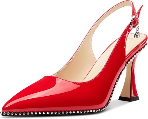 Castamere Womens Slingback Kitten Heels Close Pointed Toe Beaded Dressy Pumps Chunky High Heels Wedding Party Prom Shoes 3.5 Inches in Saudi Arabia