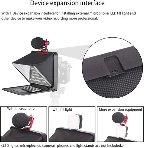 GOWENIC TC7 Teleprompter لكاميرا SLR للهواتف الذكية والكمبيوتر اللوحي، التحكم عن بعد والتطبيق، لكاميرا DSLR عدسة واسعة الزاوية لتسجيل الفيديو، تعليم البث المباشر عبر الإنترنت in Saudi Arabia