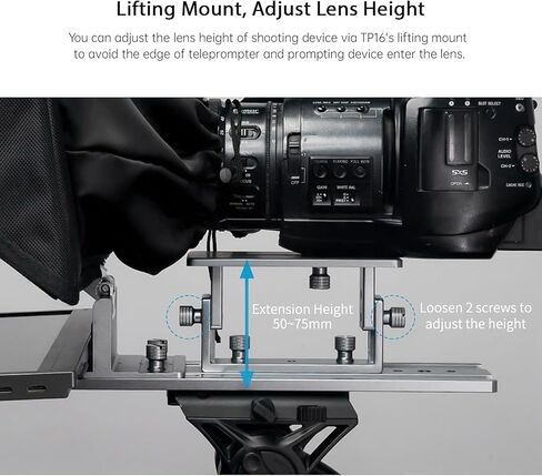 TP16 teleprompter is a 16-inch Foldable Prompter Suitable for DSLR Cameras, Tablets, and Smartphones. It Features a Remote Control and a Carry case for Video Recording, l in Saudi Arabia