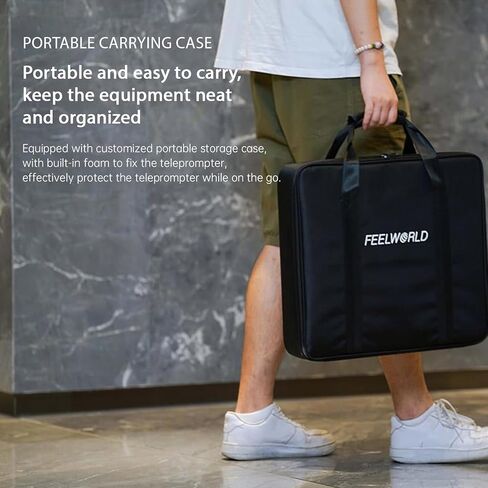 TP16 teleprompter is a 16-inch Foldable Prompter Suitable for DSLR Cameras, Tablets, and Smartphones. It Features a Remote Control and a Carry case for Video Recording, l in Saudi Arabia