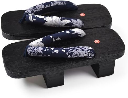 Loizziuy Floral Wooden Clogs Slippers Sandals Wooden Clogs Women's Height-Increasing Slippers Original Japanese Summer Wooden Geta Flip-Flops Cosplay Sandals White Wood Color in Saudi Arabia