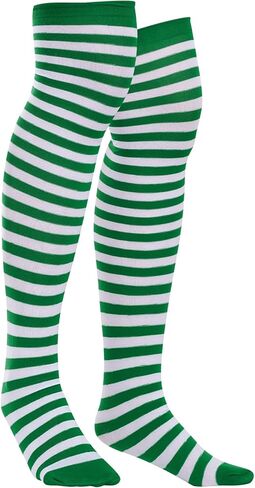 Sucrain Purple And Black Stripe Top Knee Socks Over Knee Thigh High Stockings Halloween Cosplay Costume Accessories for Women in Saudi Arabia
