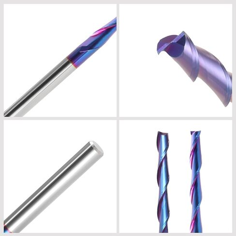 لقمة توجيه لولبية طويلة للغاية 1/4 بوصة، قطر القطع 1/4 بوصة، طول القطع 2 بوصة لقم توجيه CNC طويلة من الكربيد مع مطحنة نهاية طلاء أزرق نانو لنقش نحت الخشب in Saudi Arabia