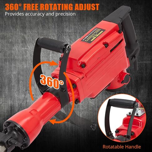 2200W Electric Demolition Jack Hammer, Heavy Duty Concrete Breaker with 4-Piece Set, 65A Impact Force, Vibration Reduction Handle, Carrying Case, Gloves & Earplugs for Construction & Renovation in Saudi Arabia