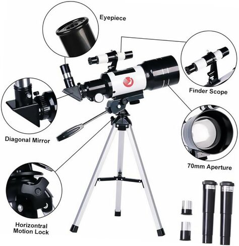 Zoom Refracting Astronomical Telescope with Angle Fully Coated Optics Tripod and Phone Holder for Adults and Beginner Astronomy Enthusiasts in Kuwait