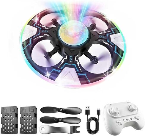 Mini UFO Drone for Kids – Safe RC Toy with 7 LED lighting modes, 360° Flips, Light Projection onto Ceilings, Auto Hover, Hand Gesture, 2 Batteries(14 Min Flight), Ideal Fun Gift for Kids in Saudi Arabia