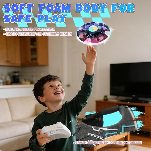 Mini UFO Drone for Kids – Safe RC Toy with 7 LED lighting modes, 360° Flips, Light Projection onto Ceilings, Auto Hover, Hand Gesture, 2 Batteries(14 Min Flight), Ideal Fun Gift for Kids in Saudi Arabia