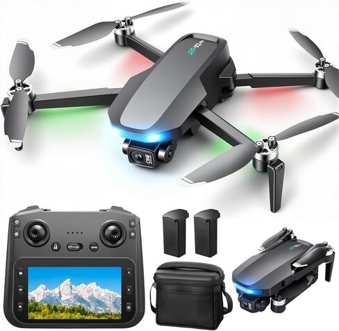 طائرات بدون طيار بنظام تحديد المواقع بدقة 4K مع كاميرا للبالغين، شاشة LCD FPV مقاس 4.5 بوصة، محور ثلاثي المحاور، بطاريتان للطيران لمدة 60 دقيقة، طائرة رباعية المروحية RC قابلة للطي بوزن أقل من 249 جرام، عودة تلقائية إلى المنزل، اتبعني، طيران دائري، حقيبة  in Kuwait