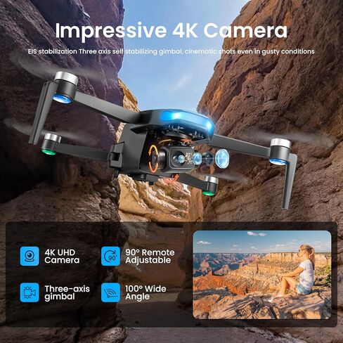 طائرات بدون طيار بنظام تحديد المواقع بدقة 4K مع كاميرا للبالغين، شاشة LCD FPV مقاس 4.5 بوصة، محور ثلاثي المحاور، بطاريتان للطيران لمدة 60 دقيقة، طائرة رباعية المروحية RC قابلة للطي بوزن أقل من 249 جرام، عودة تلقائية إلى المنزل، اتبعني، طيران دائري، حقيبة  in Kuwait