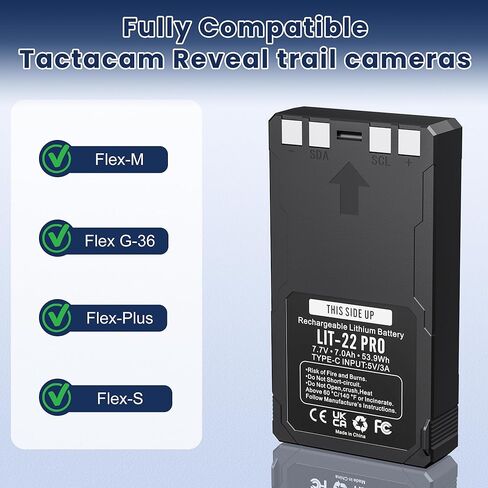 4 عبوات LIT-22 بطارية قابلة لإعادة الشحن بقدرة 7000 مللي أمبير في الساعة لكاميرات SPYPOINT Flex-M وFlex G36 وPlus&S Trail، وتتضمن كابل من النوع C in Saudi Arabia