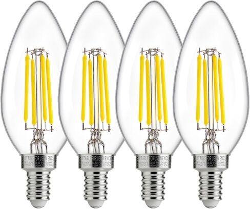 مصابيح اديسون LED من الغسق إلى الفجر بمستشعر خارجي من FLSNT، 4 وات (40 وات مكافئة)، 450 لومن، B11 لمبة شمعدان LED E12، خلية ضوئية تشغيل/إيقاف تلقائي لتوفير الطاقة، ضوء نهاري 5000 كلفن أبيض، 4 عبوات in Kuwait