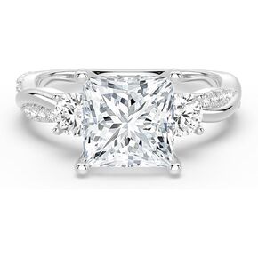 MSBLUE® Twist Vine Moissanite Engagement Ring, 1.0-2.0 CT Princess-Cut, 14K White Gold Vermeil, Rhodium Finish in Kuwait