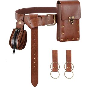 Renaissance Medieval Belt Pouch Set - Renaissance Accessories with Pirate Belt Pouch for Halloween Cosplay & LARP in Kuwait