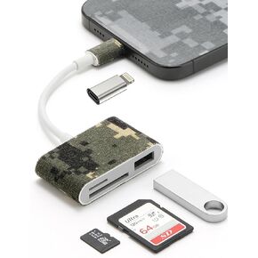 عارض بطاقة كاميرا Trail: عرض سريع للنسخ الاحتياطي لحفظ صور ومقاطع فيديو صيد الغزلان، وقارئ بطاقات SD لكاميرا Hunters Trail & Game لهاتف iPhone 17 Pro Max أو إصدار سابق وAndroid (التمويه الإلكتروني) in Kuwait