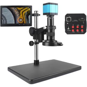 Full HD Video Microscope HDMI USB Industry Digital Microscope Camera 10" LCD Display C Mount for Professional Phone Repair (180X) in Kuwait