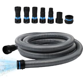 Qivine Shop Vac Hose 20FT, Wet/Dry Dust Collection Hose, Rigid Shop Vacuum Hose with 6 Adapters for Woodworking Power Tool & Sander, Compatible with Dewalt DW6182, Ridgid R8606B, Makita, Bosch in Kuwait