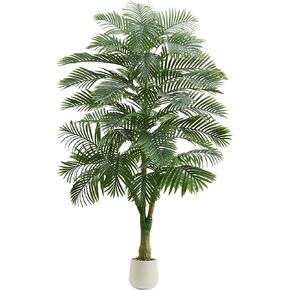 شجرة النخيل الذهبية الاصطناعية بطول 6 أقدام وأشجار النخيل الاستوائية الكبيرة مع 3 جذوع واقعية، شجرة النخيل الصناعية في وعاء للداخلية والخارجية وغرفة الفناء والمكتب وديكور المنزل in Kuwait