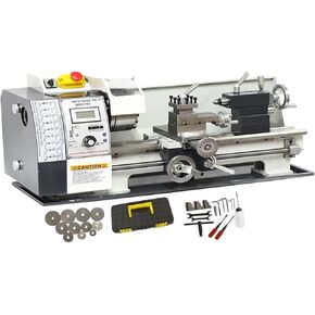 INTBUYING Metal Lathe 8"X24" Benchtop Mini Lathe Machine Precision Hobby DIY Table Lathe Industrial Metal Wood Working Horizontal Lathe 1100W Brushless Motor 50-2500RPM Inch Thread WM210V 110V in Kuwait