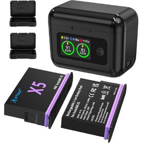 Artman 2 Pack X5 Battery with Dual LCD Charger Case for Insta360 X5 | Fast Charging Hub Shows Accurate SOC, Includes Two Backup Batteries For Action Camera Recording in Saudi Arabia