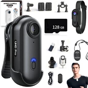 POV Capture Pro 3.0, POV Pro 4k Camera, New Ultra Wide Angle Wearable Body Adventure Action Cam, Video Record Night Vision Waterproof with 128g Card, for Cycling, Diving (Black 128GB, 4K) in Kuwait