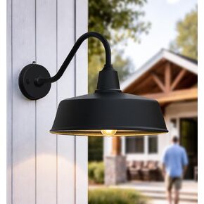 أضواء الحظيرة في الهواء الطلق مقاس 15 بوصة كبيرة كلاسيكية معقوفة، أضواء حظيرة مثبتة على الحائط في المزرعة من الغسق إلى الفجر، ضوء حظيرة معقوفة منزلي في الهواء الطلق للشرفة والمنزل والمرآب. in Kuwait