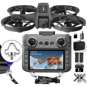 طائرة بدون طيار بشاشة 4.5 بوصة عالية الدقة للتحكم عن بعد مع كاميرا مزدوجة 2K ومحركات بدون فرش، طائرة كوادكوبتر آمنة للحماية 360 درجة، تحوم تلقائي، تقلبات ثلاثية الأبعاد، وضع مقطوعة الرأس، اتبعني، ضوء LED، واي فاي FPV، بطاريتان طيران لمدة 30 دقيقة، هدية را in Kuwait