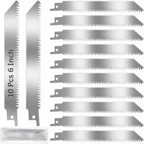 10 قطع من شفرات المنشار الترددية المصنوعة من الفولاذ المقاوم للصدأ مقاس 6 بوصات لقطع اللحوم المجمدة وعظام الأسماك 150 مم 8TPI شفرات منشار تقطيع الطعام للترددية in Kuwait