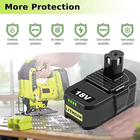 2 حزمة بطارية ليثيوم أيون 18 فولت 4000 مللي أمبير في الساعة متوافقة مع Ryobi P108 P107 P104 P105 P102 P103 P109 P122 ONE + System أدوات كهربائية لاسلكية وشاحن in Kuwait