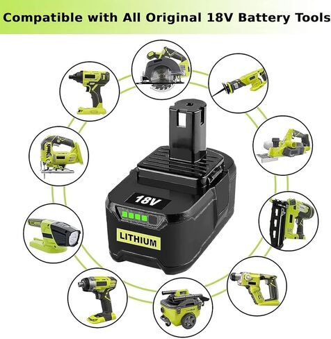 2 حزمة بطارية ليثيوم أيون 18 فولت 4000 مللي أمبير في الساعة متوافقة مع Ryobi P108 P107 P104 P105 P102 P103 P109 P122 ONE + System أدوات كهربائية لاسلكية وشاحن in Kuwait