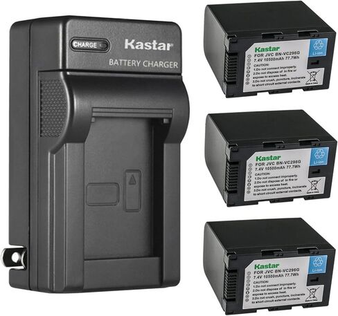 Kastar 4-Pack Battery and AC Wall Charger Replacement for JVC BN-VC264G BN-VC296G Battery, JVC AA-VC20 AA-VC20E AA-VC20U Battery Charger, JVC GY-HC500SPC Connected Cam 4K Handheld Camcorder in Saudi Arabia