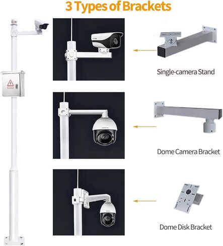 Galvanized Steel Security Camera Pole - 6m/236 Outdoor Installation Stand for Surveillance Cameras, Durable Photocamera Support for Streets, Weather-Resistant Gray Finish in Saudi Arabia