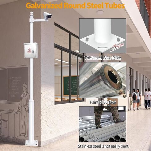 Galvanized Steel Security Camera Pole - 6m/236 Outdoor Installation Stand for Surveillance Cameras, Durable Photocamera Support for Streets, Weather-Resistant Gray Finish in Saudi Arabia