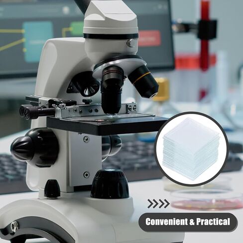 Luxshiny 500Pcs Square Cover Glasses for Microscope Slides Laboratory Cover Slips for Compound and Stereo Microscopes Specimen Preparation Consumables in Kuwait